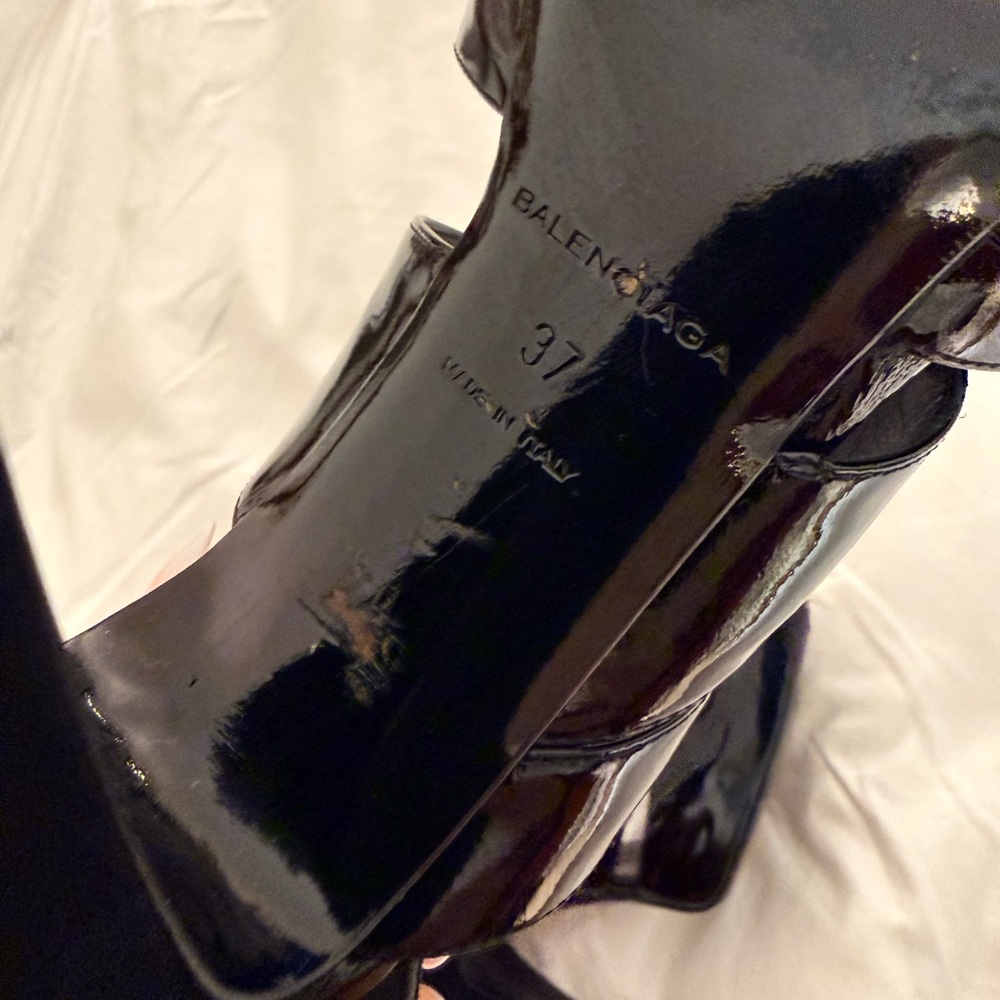 Balenciaga Ghesquiere Era Black Patent & Suede Platform Wrap Heels Rare - Picture 11 of 15